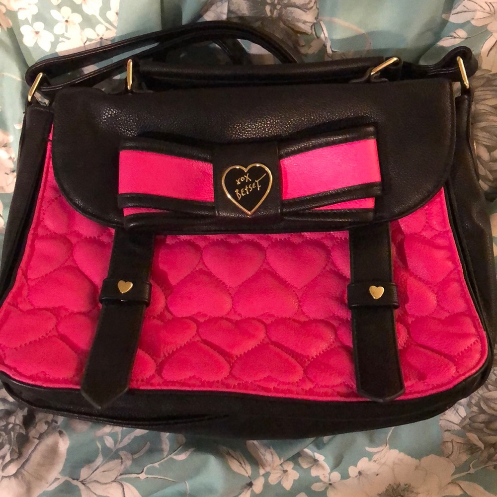 Betsy Johnson got pink shoulder satchel.
